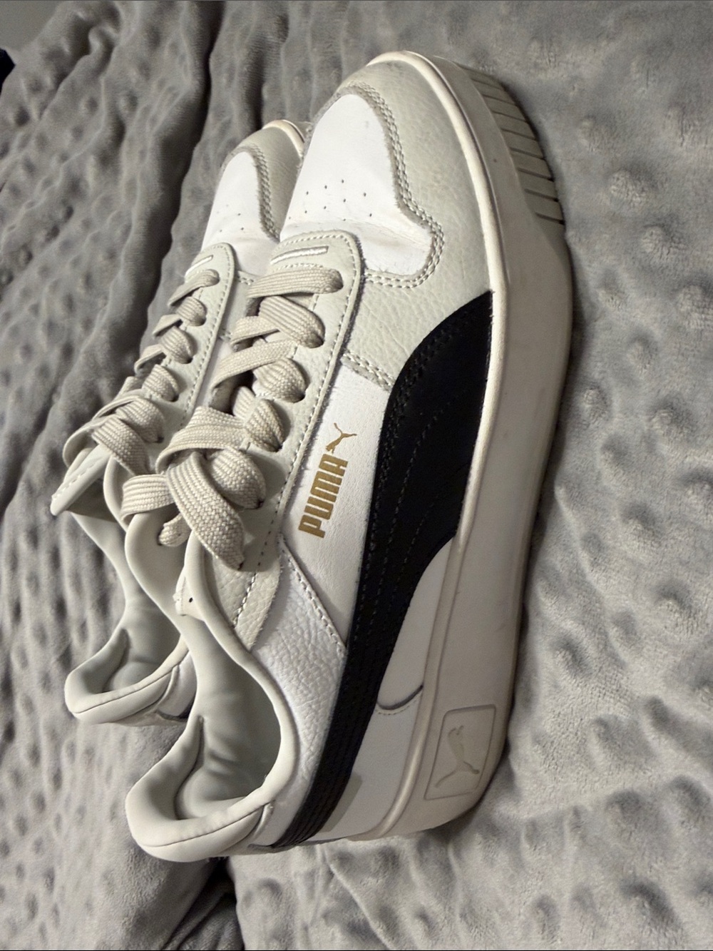 Puma White and Black Platform Lifestyle Sneaker